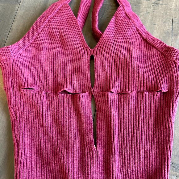 NWT For Love & Lemons Ribbed Maroon Dress - Picture 2 of 4